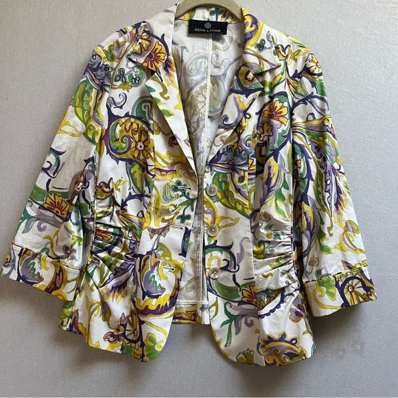 Rena Lange Floral Women's Jacket Sz 10 - Picture 3 of 7